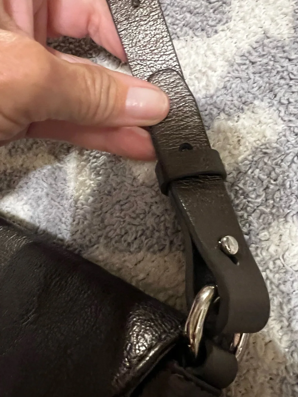 Cole Haan Dark Brown Pebbled Leather Crossbody with Silver Hardware